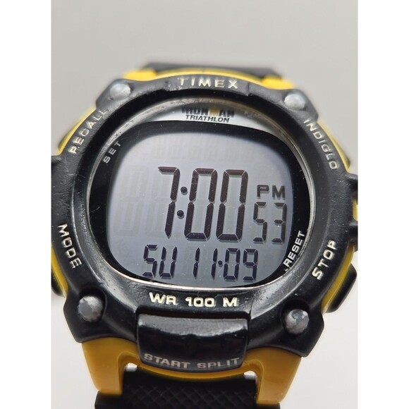 Timex Ironman Triathlon Flix Digital Yellow Black 100M Indiglo New Battery Watch - Picture 4 of 11